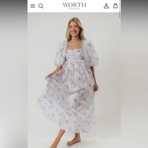 Melody Maxi Dress in Cerulean Blue Floral - Bump Friendly - Worth Collective